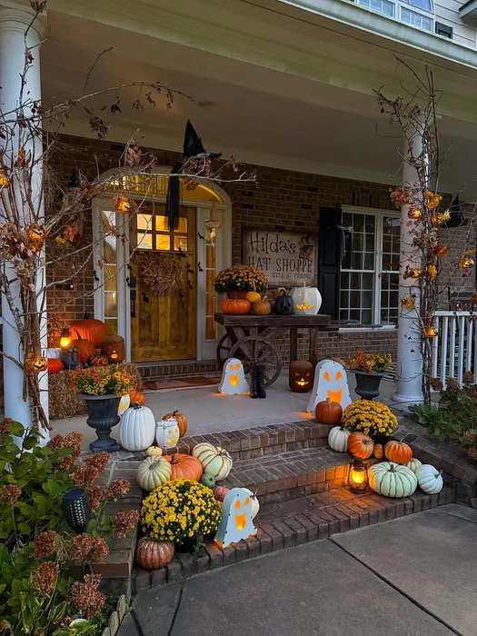 Glowing Halloween Front Porch