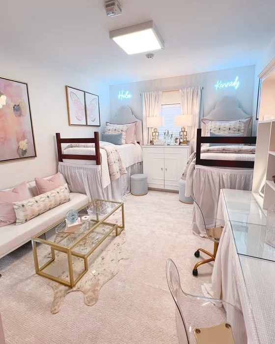 Pink Luxury Dorm with Neon Signs