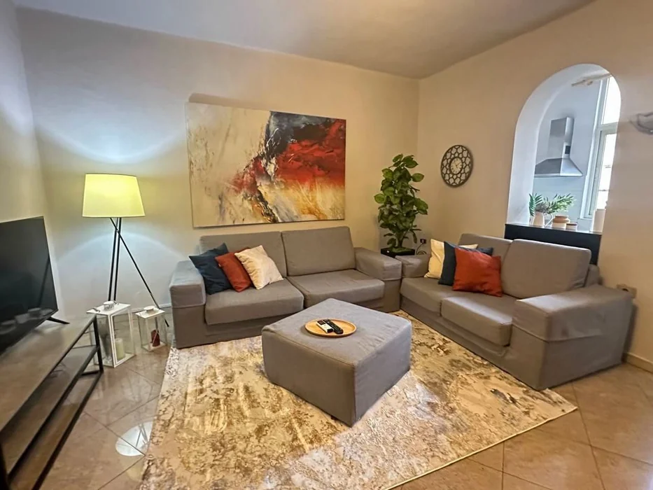 Airbnb Living Room with Bold Artwork