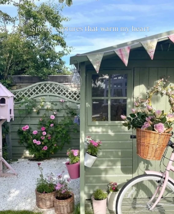 Sage Cottage Garden with Pink Roses