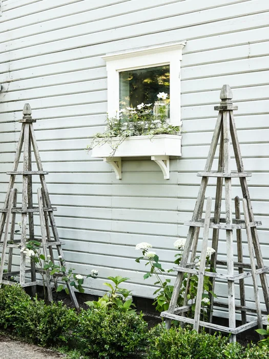 Garden Obelisks with Spring Window Box