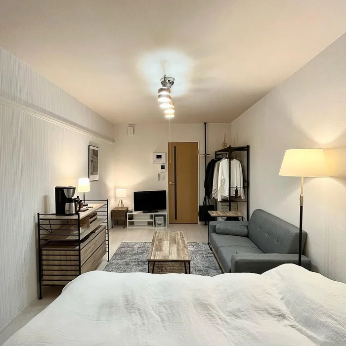 Compact Studio with Warm Lamp Lighting
