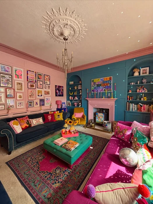 Maximalist Living Room Gallery Wall