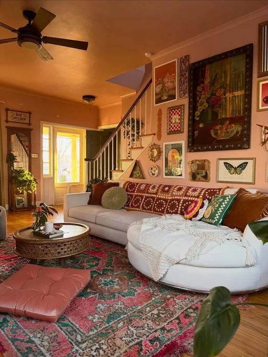Vintage Boho Gallery Wall Living Room