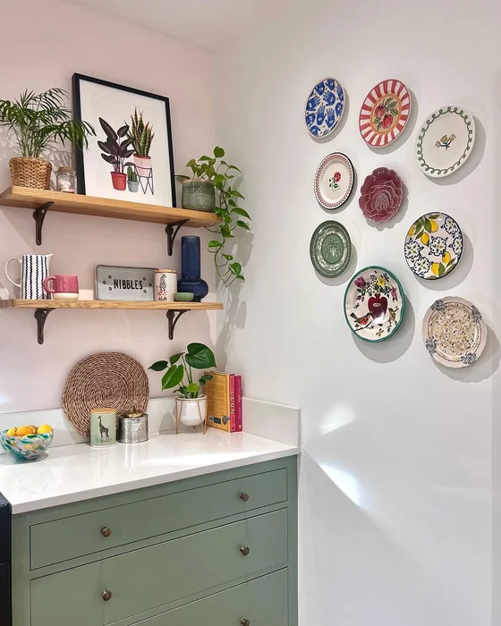 Decorative Plate Wall Display in Small Kitchen