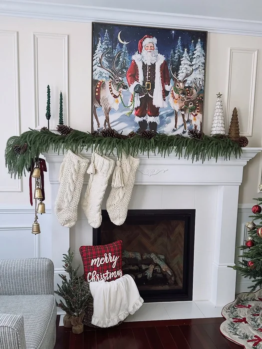 Classic Santa Fireplace Mantel Display