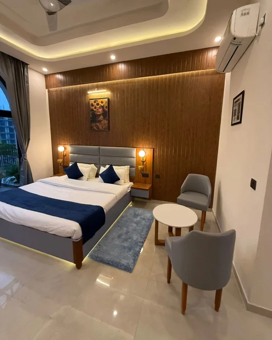 Modern Wood-Panel Airbnb Bedroom