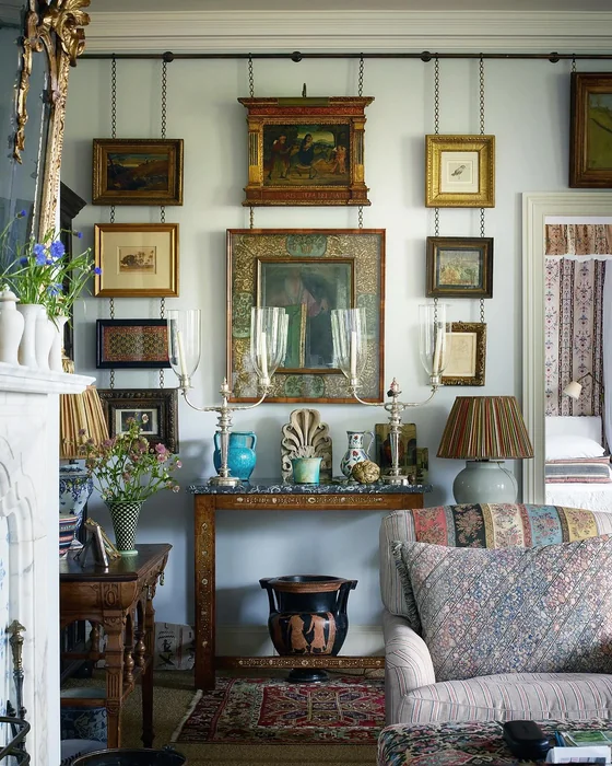 Antique Chain-Hung Art Gallery Wall