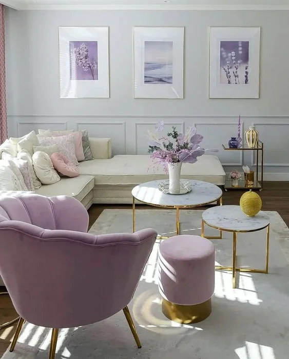 Lavender & Gold Aesthetic Living Room
