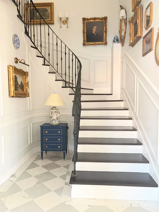 Gold Portrait Gallery Wall with Panel Moulding