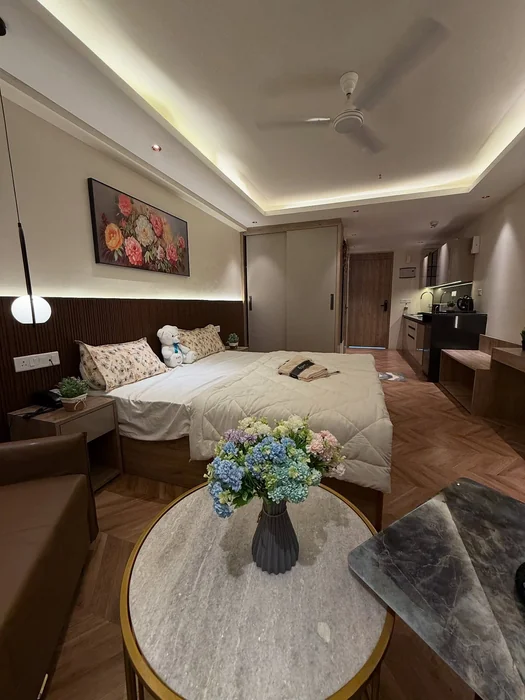 Warm Studio Airbnb with Floral Art