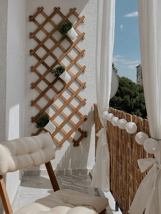 Balcony Trellis with Potted Plants