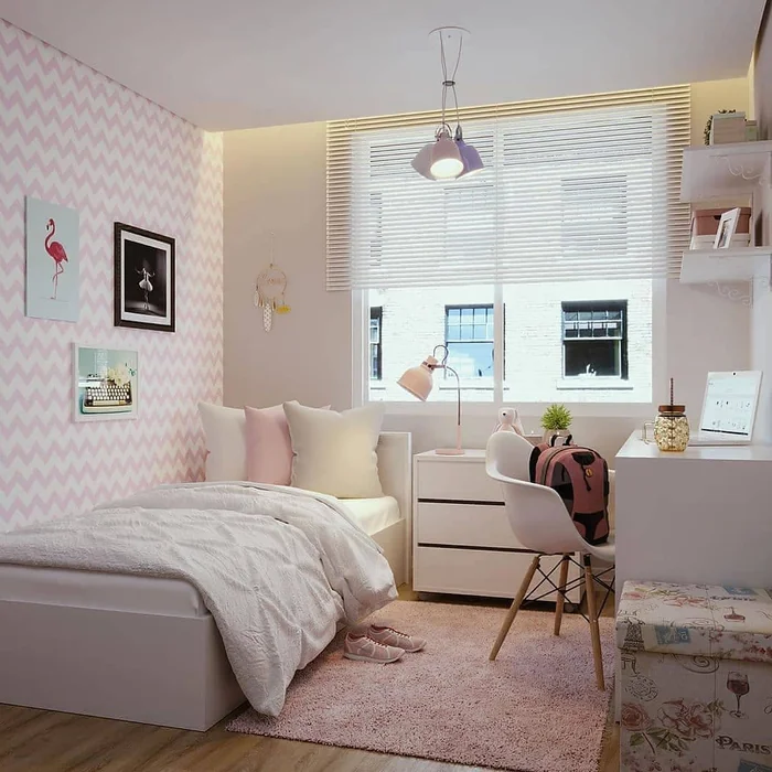 Pink Chevron Wallpaper Dorm for Girls
