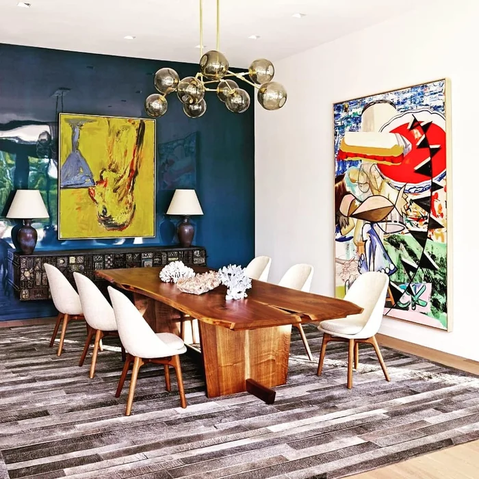 Modern Dining Room with Oversized Abstract Art