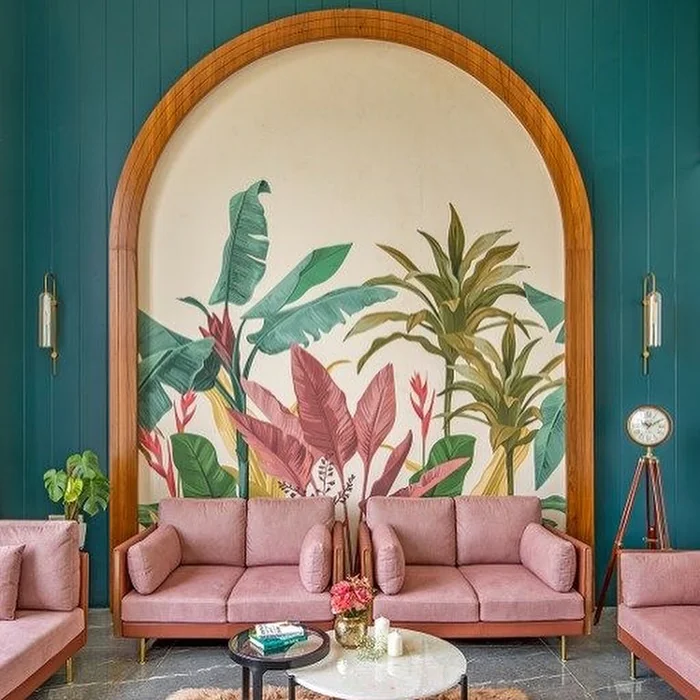 Tropical Arch Mural Living Room