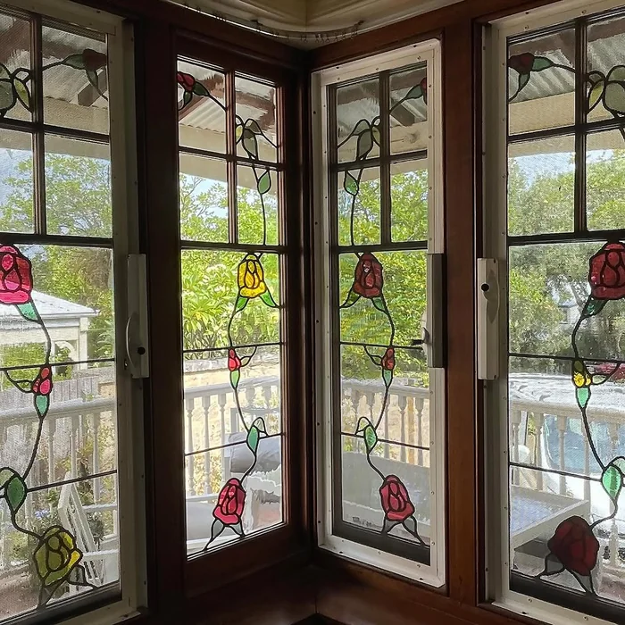 Rose Stained Glass Bay Windows
