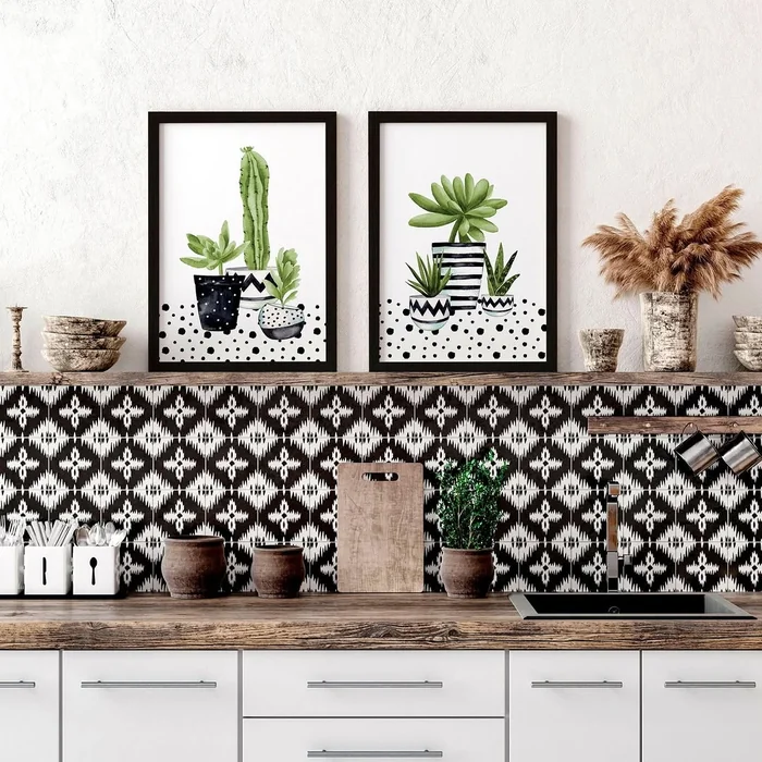 Botanical Art Print Pair for Kitchen Wall Decor
