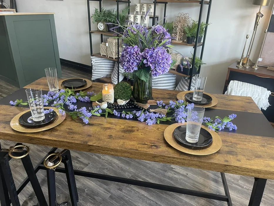 Spring Dining Table with Purple Hydrangeas