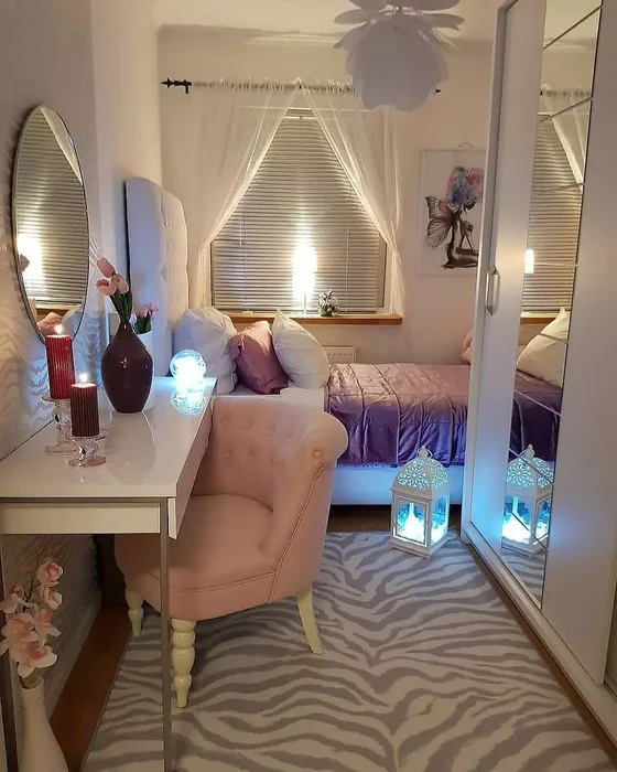 Purple Glam Dorm with Vanity & Lantern Lights