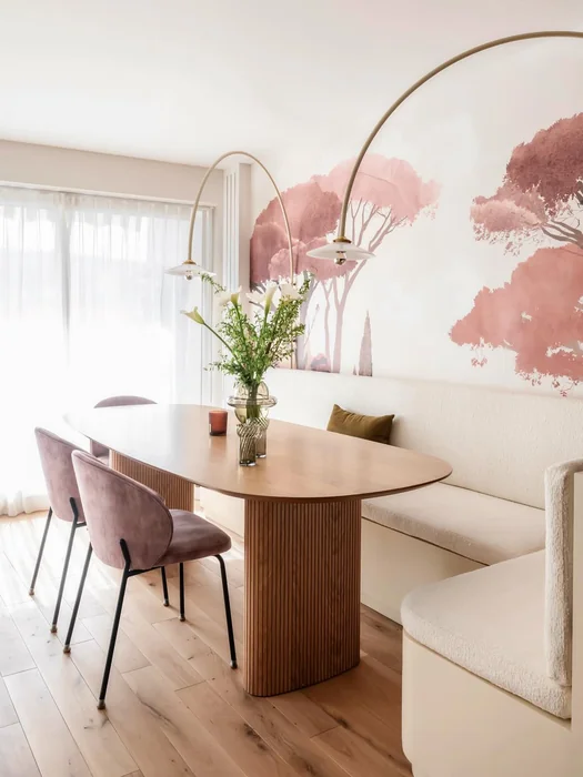 Dreamy Watercolor Tree Mural Dining Nook