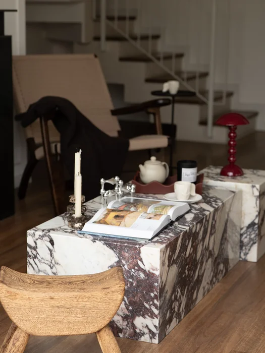 Marble Block Coffee Table Set