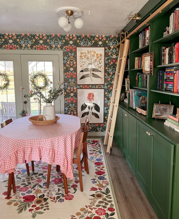 Spring Dining Room with Floral Wallpaper