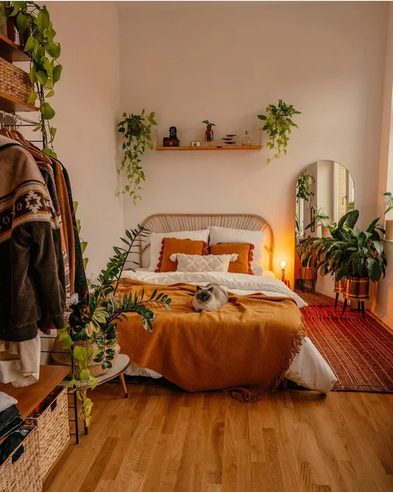 Earthy Boho Apartment Bedroom