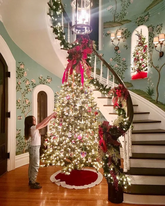 Grand Staircase Christmas Tree Entryway