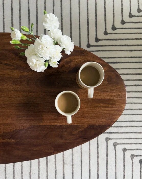 Oval Wood Coffee Table Simple Styling