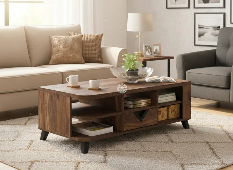 Coffee Table with Storage Shelves