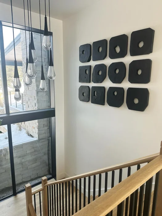 3D Wood Block Sculptural Wall Art Stairs