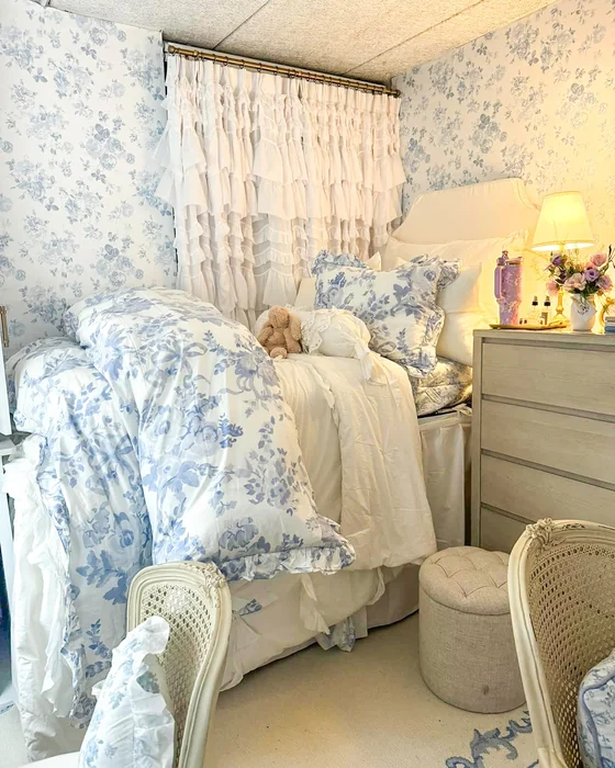 Blue Floral Cottagecore Dorm Room