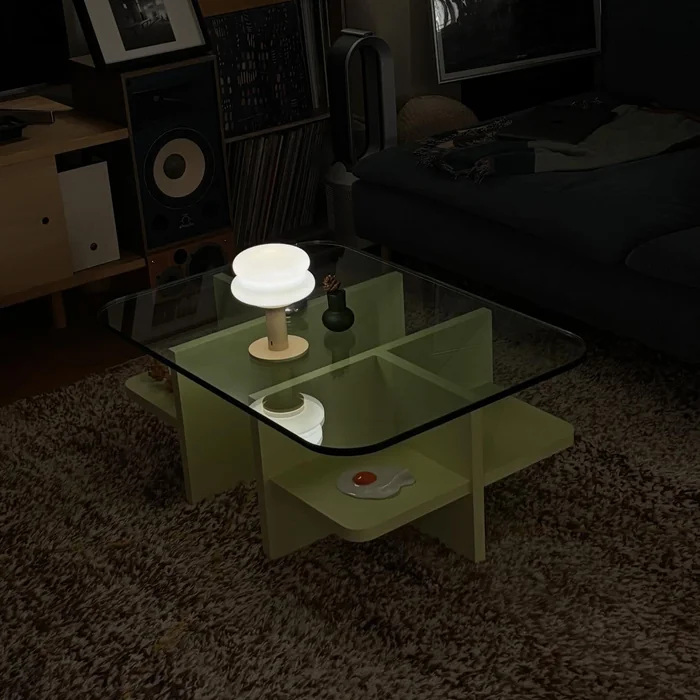 Glass Top Coffee Table Night Styling