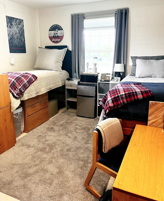 Boys' Shared Dorm in Navy & Plaid