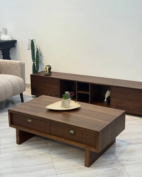 Wooden Coffee Table with TV Stand Combo